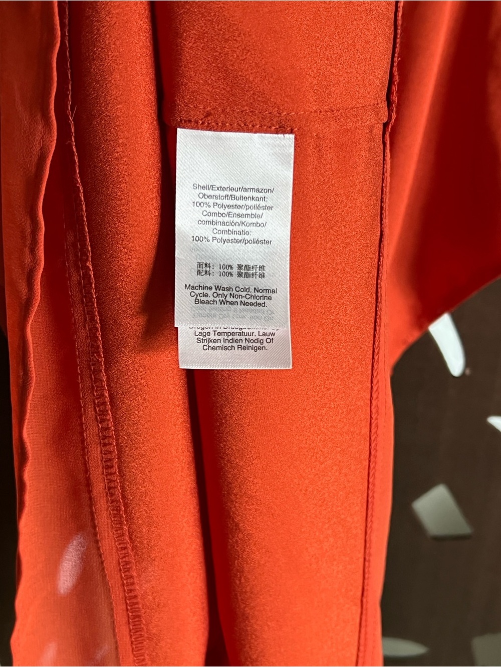 DKNY Orange V-Neck Short Sleeve Blouse - Picture 3 of 4